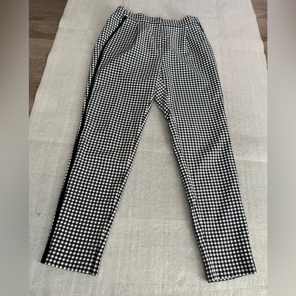 [US6]Weekend MaxMara Black and White Gingham Cropped Ankle Pants - Picture 2 of 11